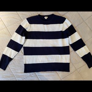 Classic navy and off-white striped J.Crew Factory sweater, size M